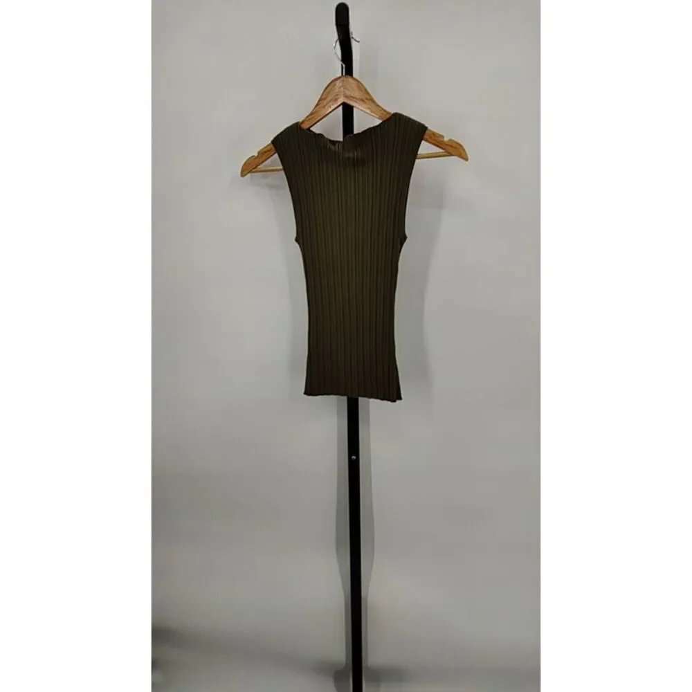 Quince Women Cotton Cashmere Ribbed Tank Olive Sleeveless Top XS - Picture 3 of 3